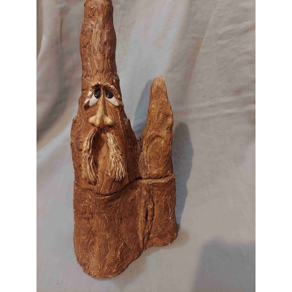 VTG Stumpwizard Folk Art Sculpture 4"x5" & 11.5" Tall